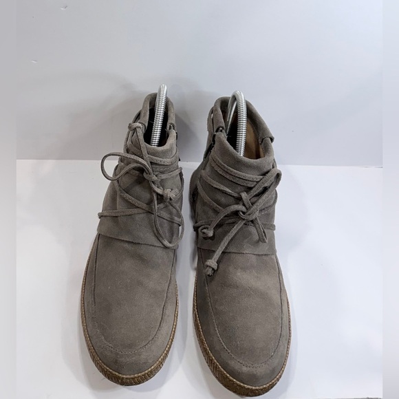 UGG Shoes - UGG Suede Ankle Boots Taupe Gray Women’s 10 Side Zip Lace Wrap
